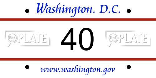 40 District Of Columbia License Plate