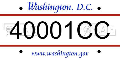 40001CC District Of Columbia License Plate