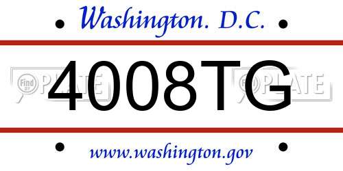 4008TG District Of Columbia License Plate