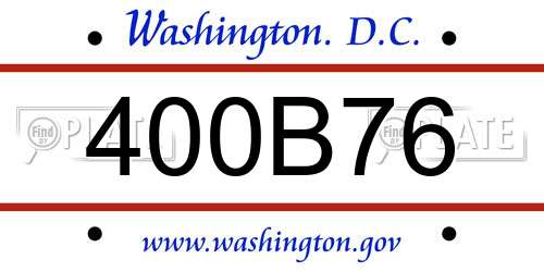 400B76 District Of Columbia License Plate