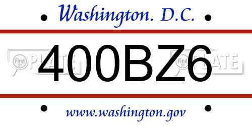 400BZ6 District Of Columbia License Plate