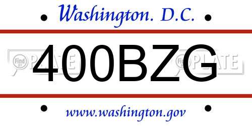 400BZG District Of Columbia License Plate