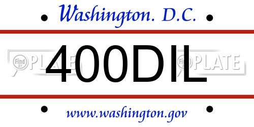 400DIL District Of Columbia License Plate
