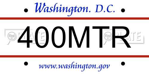 400MTR District Of Columbia License Plate