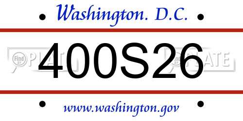 400S26 District Of Columbia License Plate