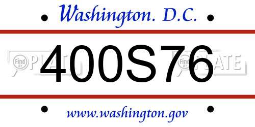 400S76 District Of Columbia License Plate