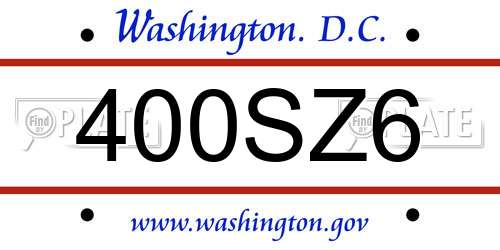 400SZ6 District Of Columbia License Plate