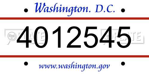 4012545 District Of Columbia License Plate
