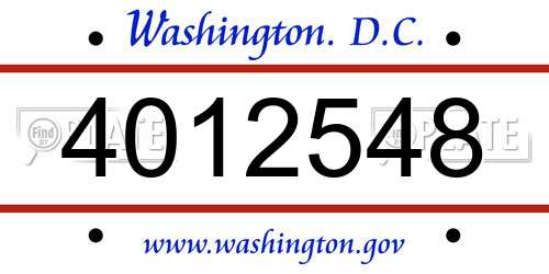 4012548 District Of Columbia License Plate