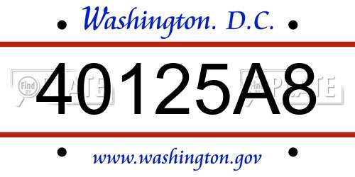 40125A8 District Of Columbia License Plate