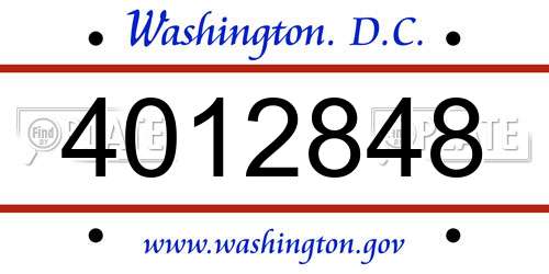 4012848 District Of Columbia License Plate
