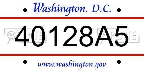 40128A5 District Of Columbia License Plate
