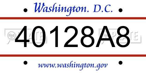 40128A8 District Of Columbia License Plate