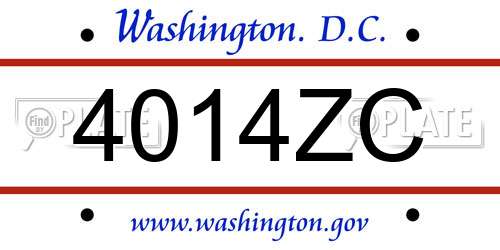 4014ZC District Of Columbia License Plate