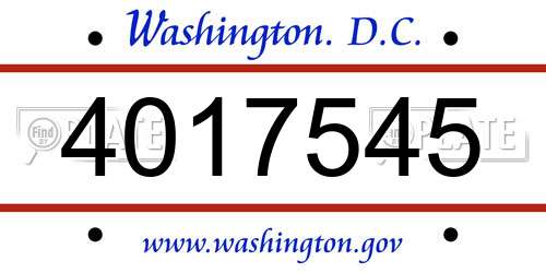 4017545 District Of Columbia License Plate