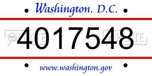 4017548 District Of Columbia License Plate