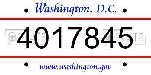 4017845 District Of Columbia License Plate