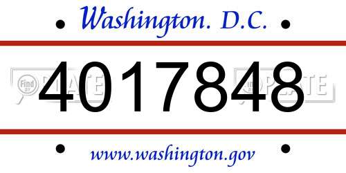 4017848 District Of Columbia License Plate
