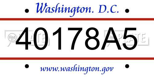 40178A5 District Of Columbia License Plate