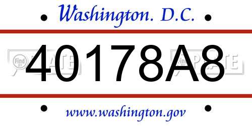 40178A8 District Of Columbia License Plate