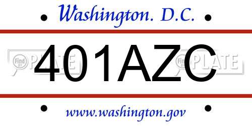 401AZC District Of Columbia License Plate