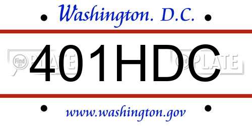 401HDC District Of Columbia License Plate