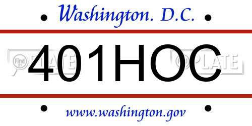 401HOC District Of Columbia License Plate