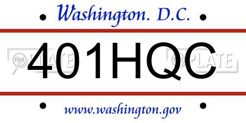 401HQC District Of Columbia License Plate
