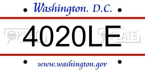 4020LE District Of Columbia License Plate