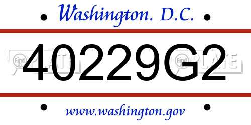 40229G2 District Of Columbia License Plate