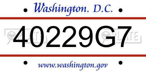 40229G7 District Of Columbia License Plate