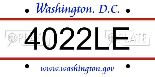 4022LE District Of Columbia License Plate