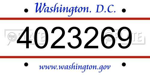4023269 District Of Columbia License Plate