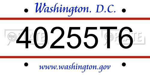 40255T6 District Of Columbia License Plate