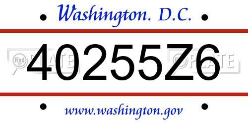 40255Z6 District Of Columbia License Plate