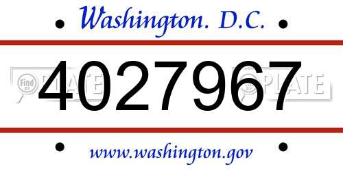 4027967 District Of Columbia License Plate