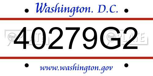 40279G2 District Of Columbia License Plate