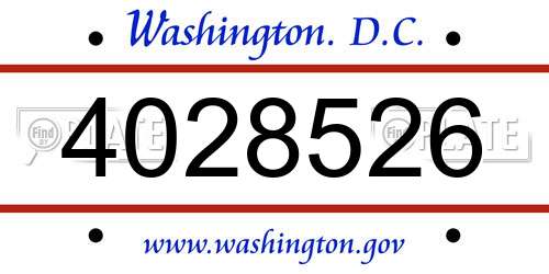 4028526 District Of Columbia License Plate