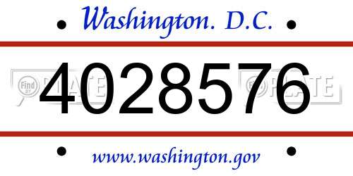 4028576 District Of Columbia License Plate