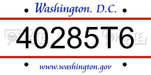 40285T6 District Of Columbia License Plate