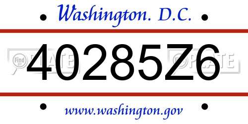 40285Z6 District Of Columbia License Plate