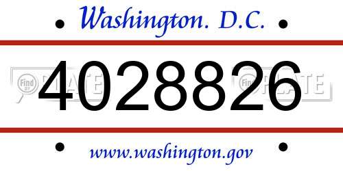 4028826 District Of Columbia License Plate