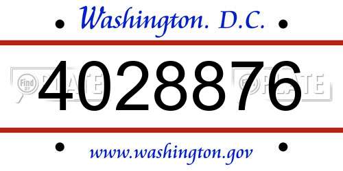 4028876 District Of Columbia License Plate