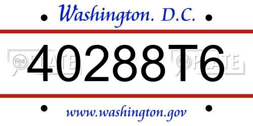 40288T6 District Of Columbia License Plate