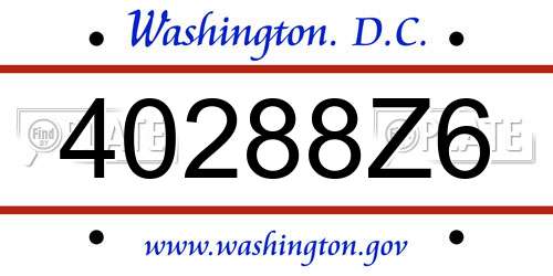 40288Z6 District Of Columbia License Plate