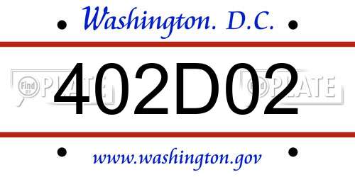 402D02 District Of Columbia License Plate