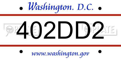 402DD2 District Of Columbia License Plate