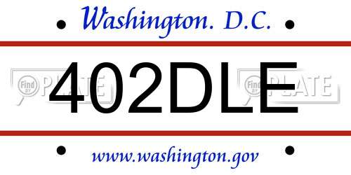 402DLE District Of Columbia License Plate