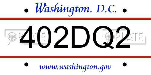 402DQ2 District Of Columbia License Plate