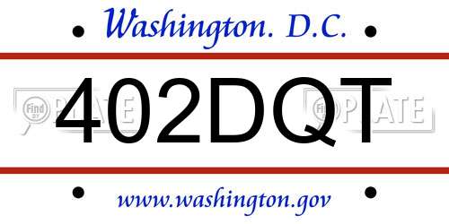 402DQT District Of Columbia License Plate